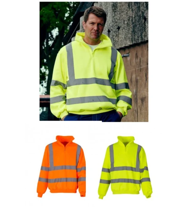 YK033 Yoko Hi Vis Zip Neck Sweatshirt